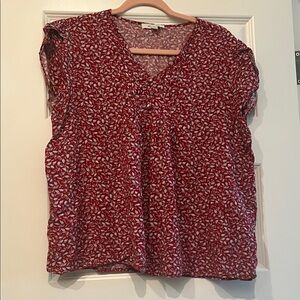 Chic Maroon Leaf Print Blouse